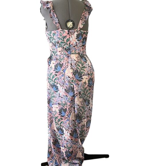 Women’s Guess Flowy ruffled floral chiffon sleeveless maxi dress size 16 NWT - Picture 4 of 9